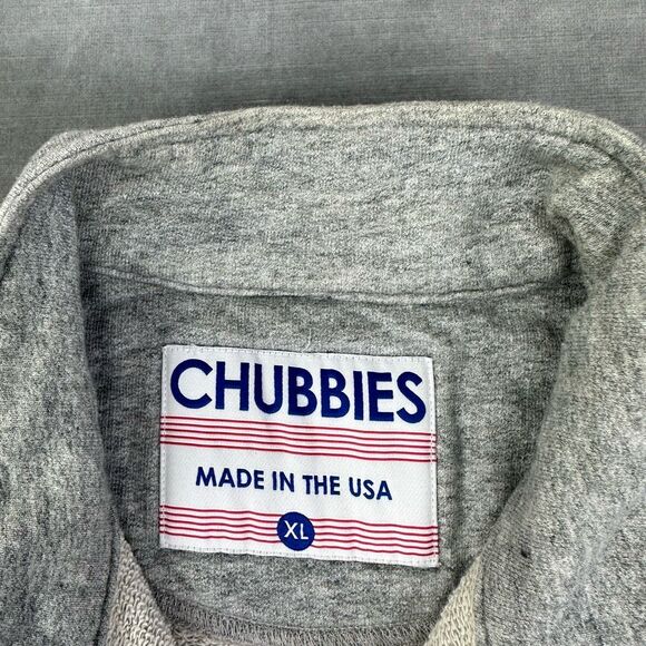 Chubbies Sweatshirt Mens XL Gray USA Quarter Zip Made in USA - Picture 5 of 8